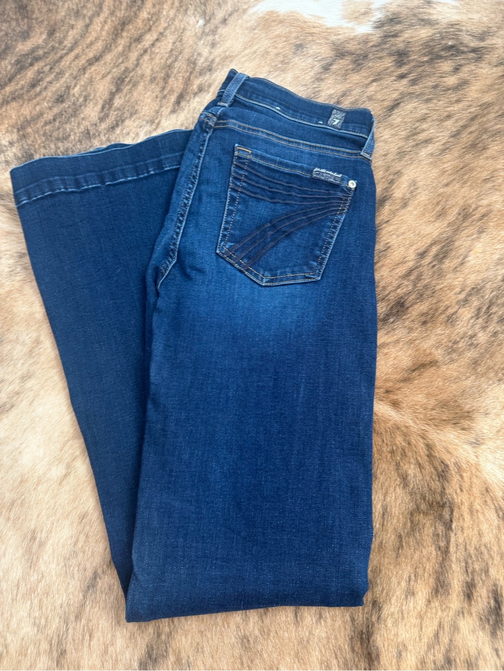 7 For All Mankind Women's Dark Blue Wide Leg Jeans